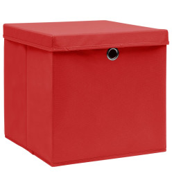 Boîtes de rangement et couvercles 10 pcs Rouge 32x32x32cm Tissu