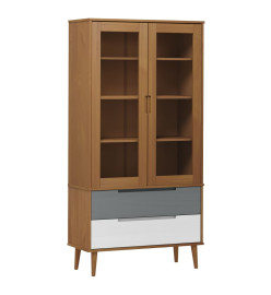 Armoire à vitrine MOLDE Marron 90x35x175 cm Bois de pin massif