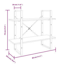 Bibliothèque 5 niveaux Chêne marron 80x30x175cm Bois ingénierie