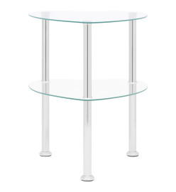 Table d'appoint 2 niveaux Transparent 38x38x50 cm Verre trempé