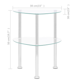 Table d'appoint 2 niveaux Transparent 38x38x50 cm Verre trempé