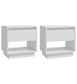 Tables de chevet 2 pcs Blanc 45x34x44 cm Aggloméré