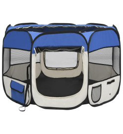 Parc pour chiens pliable avec sac de transport Bleu 90x90x58 cm