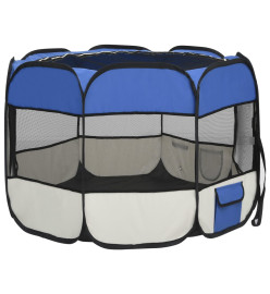 Parc pour chiens pliable avec sac de transport Bleu 90x90x58 cm