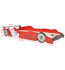 Lit voiture de course pour enfants 90 x 200 cm Rouge