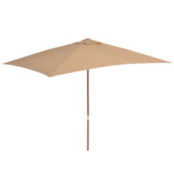 Parasol d'extérieur avec mât en bois 200 x 300 cm Taupe