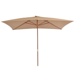 Parasol d'extérieur avec mât en bois 200 x 300 cm Taupe