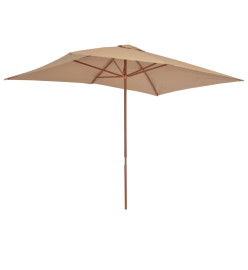 Parasol d'extérieur avec mât en bois 200 x 300 cm Taupe