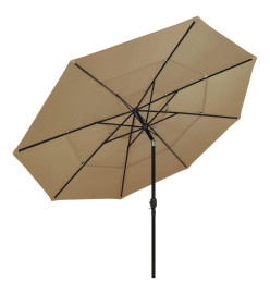 Parasol à 3 niveaux avec mât en aluminium Taupe 3,5 m