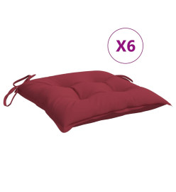 Coussins de chaise 6 pcs rouge bordeaux 50x50x7 cm tissu oxford