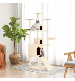 Arbre à chat avec griffoirs en sisal Crème 175 cm