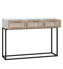 Table console blanc 105x30x75 cm bois d'ingénierie et fer