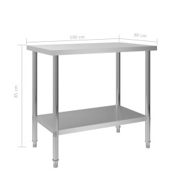 Table de travail de cuisine 100x60x85 cm Acier inoxydable