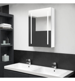 Armoire de salle de bain à miroir LED Blanc brillant 50x13x70cm