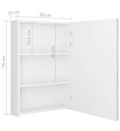 Armoire de salle de bain à miroir LED Blanc brillant 50x13x70cm