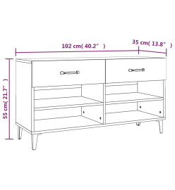 Armoire à chaussure Blanc brillant 102x35x55 cm Bois ingénierie