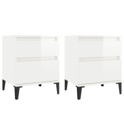 Tables de chevet 2 pcs Blanc brillant 40x35x50 cm