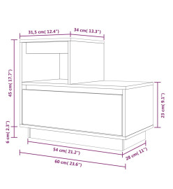 Table de chevet Marron miel 60x34x51 cm Bois de pin solide