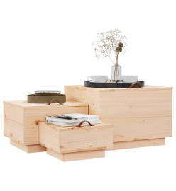 Boîtes de rangement avec couvercles 3 pcs Bois massif de pin