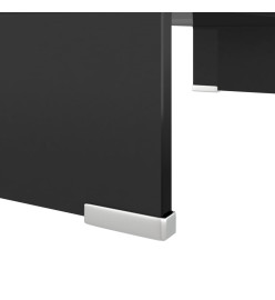 Meuble TV/ Support pour moniteur 60 x 25 x 11 cm Verre Noir