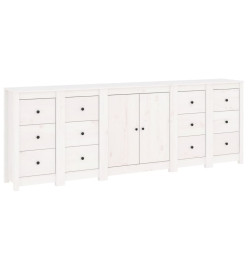 Buffet Blanc 230x35x80 cm Bois massif de pin