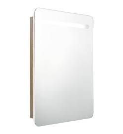 Armoire de salle de bain à miroir LED blanc et chêne 60x11x80cm