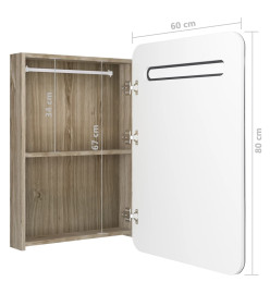 Armoire de salle de bain à miroir LED blanc et chêne 60x11x80cm