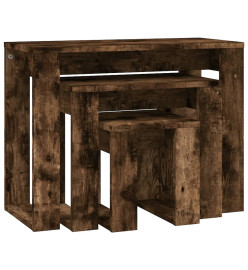 Tables gigognes 3 pcs Chêne fumé Bois d'ingénierie