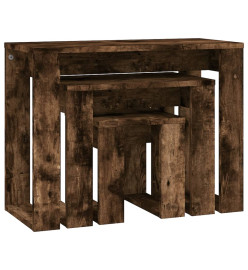 Tables gigognes 3 pcs Chêne fumé Bois d'ingénierie