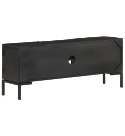 Meuble TV Noir 115x30x46 cm Bois massif de manguier