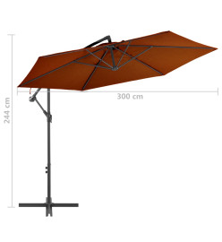 Parasol déporté avec mât en aluminium Terre cuite 300 cm