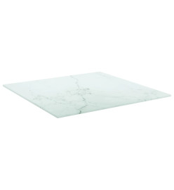 Dessus de table blanc 50x50 cm 6 mm verre trempé design marbre