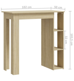 Table de bar avec étagère Chêne sonoma 102x50x103,5cm Aggloméré