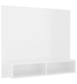 Meuble TV mural Blanc brillant 102x23,5x90 cm Aggloméré