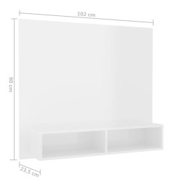 Meuble TV mural Blanc brillant 102x23,5x90 cm Aggloméré