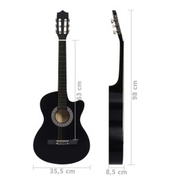 Guitare découpée classique occidentale avec 6 cordes Noir 38"