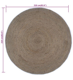 Tapis fait à la main Jute Rond 210 cm Gris