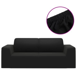 Housse extensible de canapé 2 places Noir Jersey de polyester