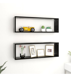 Étagères cube murales 2 pcs Noir 80x15x26,5 cm Aggloméré