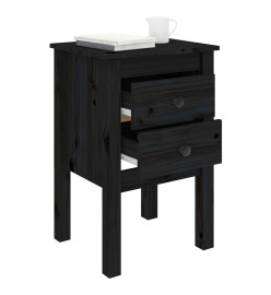 Table de chevet Noir 40x35x61,5 cm Bois de pin massif