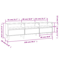 Meuble TV blanc 150x30x44,5 cm bois d'ingénierie