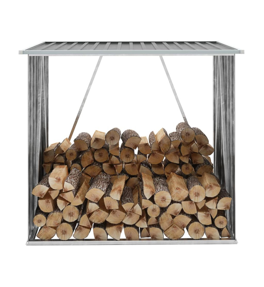 Abri de stockage de bois Acier galvanisé 163x83x154 cm Gris