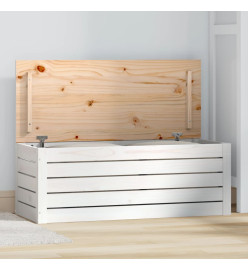 Boîte de rangement Blanc 89x36,5x33 cm Bois massif de pin