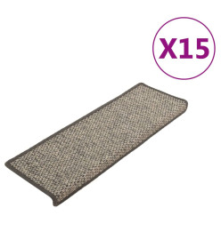 Tapis d'escalier autocollants 15 pcs 65x21x4 cm Gris et beige