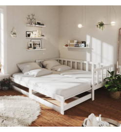 Lit coulissant 2x(90x200) cm Blanc Bois de pin massif