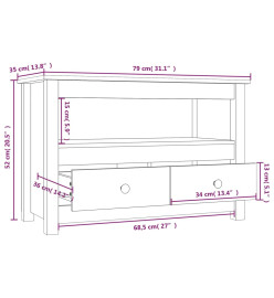 Meuble TV Marron miel 79x35x52 cm Bois de pin massif