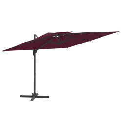 Parasol cantilever à double toit Bordeaux Rouge 400x300 cm