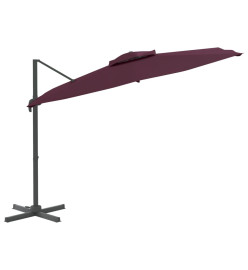 Parasol cantilever à double toit Bordeaux Rouge 400x300 cm