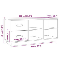 Banc à chaussures Blanc 100x34x45 cm Bois de pin massif