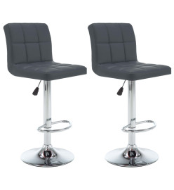 Tabourets de bar lot de 2 gris similicuir